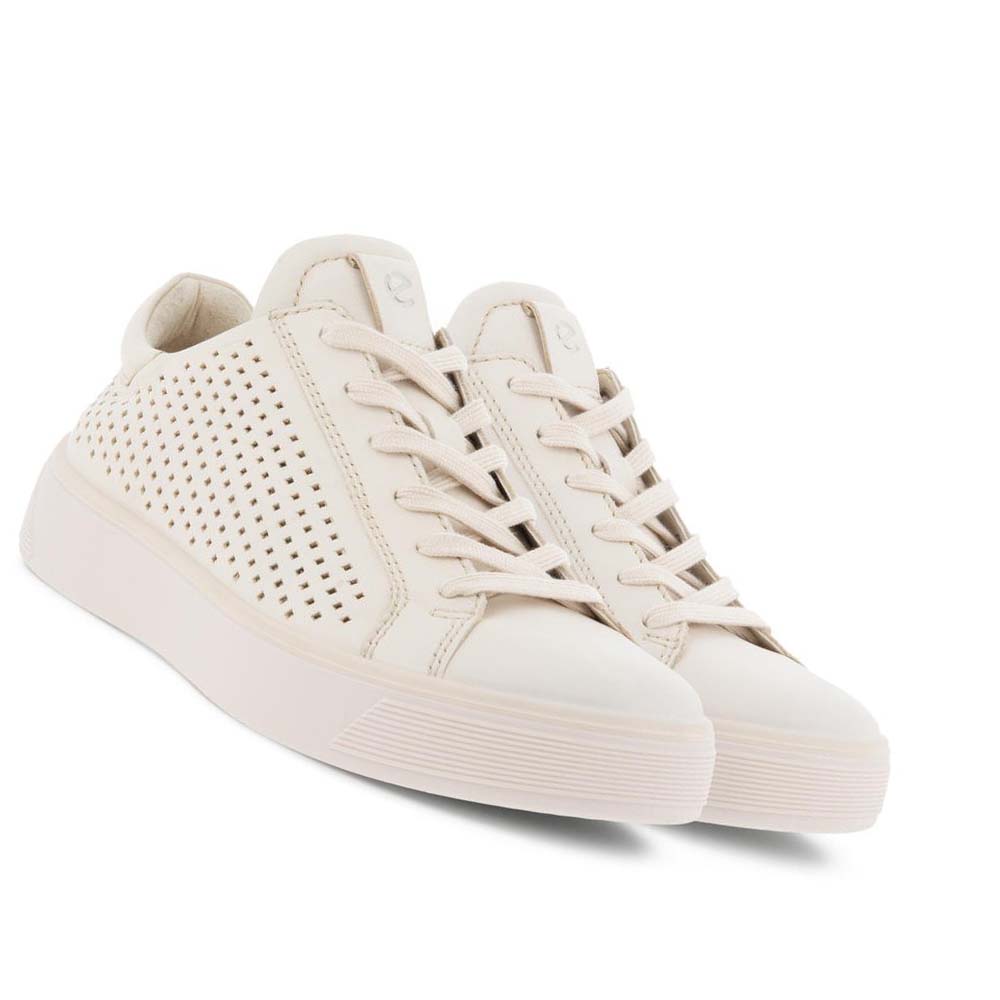 Women's Ecco Street Tray W Laced Sneakers White | Canada 263PJJ